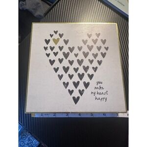 Natural Life Heart Decor Box You Make My Heart Happy‎ Gold Trim 8 Inch